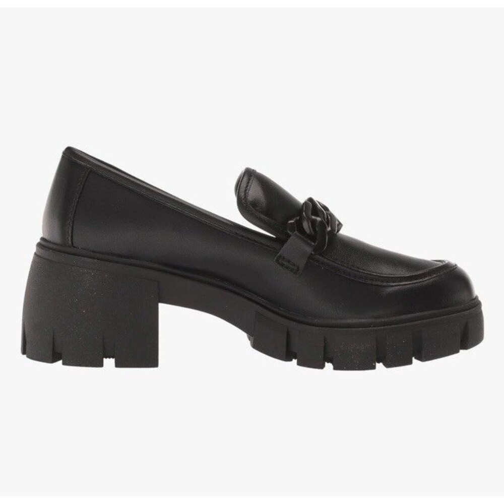 Madden Girl Hoxtonn Black Chain Loafers Chunky Lug Sole Platform Shoes Women 6